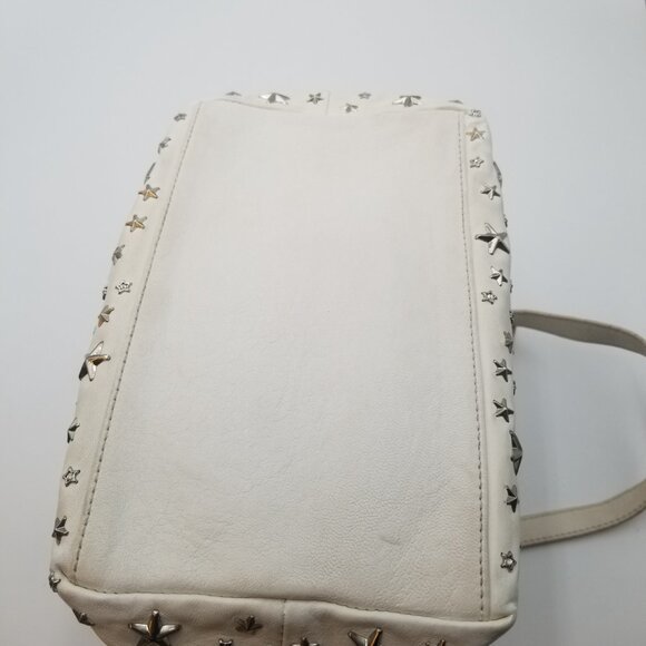 Jimmy Choo Tote Bag Cream Color Leather Star Studded Purse - Picture 3 of 12